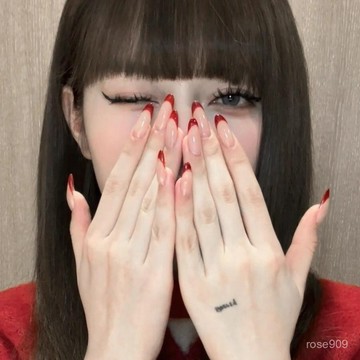 💥新年戰甲❤️新年紅色法式純手工穿戴甲精品長款假指甲貼高端顯白成品美甲貼片精緻穿戴甲 YZ7E