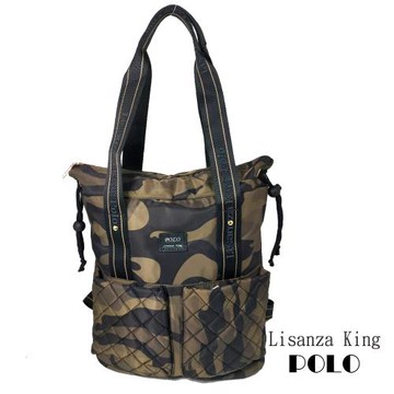 背包【Lisanza King POLO】輕量尼龍配皮菱格兩用背包