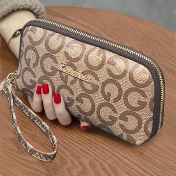 2025新款手拿包女士歐美復古拉鏈錢包大屏手機包百搭零錢小包手腕