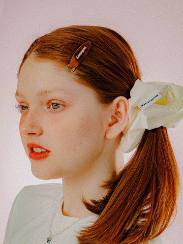 Vegan Double-Woven Leather Scrunchie [Ivory]