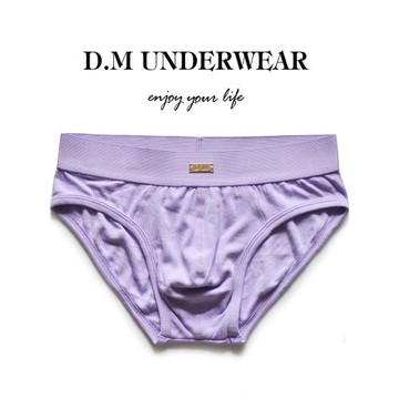 D.M男內褲寬腰純色人棉金屬標簡約 莫代爾柔軟透氣三角褲基礎打底