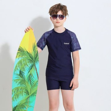 兒童游泳衣男童分體泳衣2024新款中大童專業防曬訓練溫泉男孩泳褲