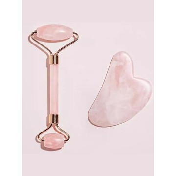 臉部按摩器滾輪粉晶天然玉石女手動玉推提拉緊致美容神器滾珠