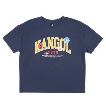 KANGOL 短T 深藍 落肩 寬版 印花T 短袖 女 6522100580