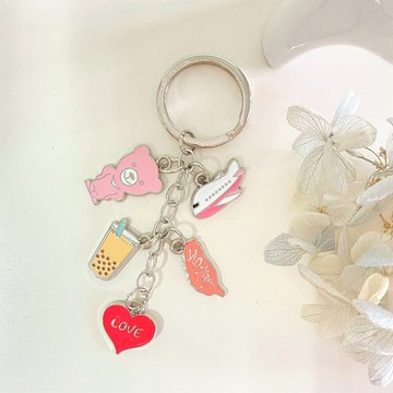 【仲夏周年慶】愛的旅行 設計師原創 金屬琺瑯鑰匙圈 飾品 / 臺灣 Taiwan 特色(粉)