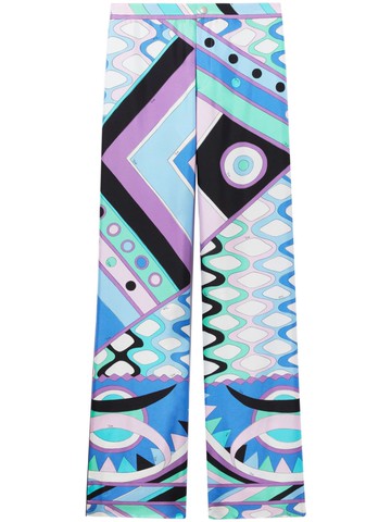 PUCCI - Vivara-print silk trousers - men - Silk - L - Blue