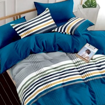 雪紡棉床包 超柔手感 特殊加工處理 吸濕排汗 清爽舒適  海格力  床包150 x 186cm + 枕套45 x 75cm 2個  海格力 藍色 + 灰色