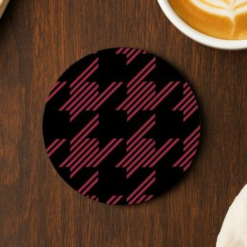 TRON 圓形軟式珪藻土10*10cm 千鳥紋 吸水杯墊 速乾杯墊 防潮杯墊－條紋-紅