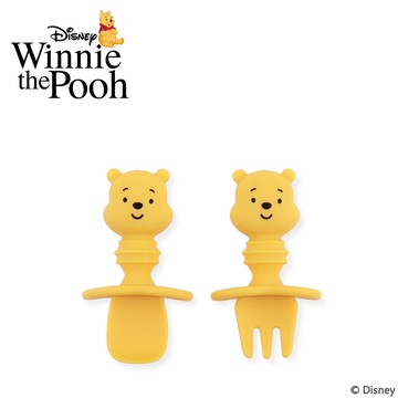 美國 Bumkins 迪士尼寶寶矽膠湯叉組(小熊維尼)