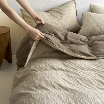 免運 開立發票 床品 四件套 純棉四件套 日式全棉雙層紗提花四件套良品純色柔軟親膚床品套件純棉床品