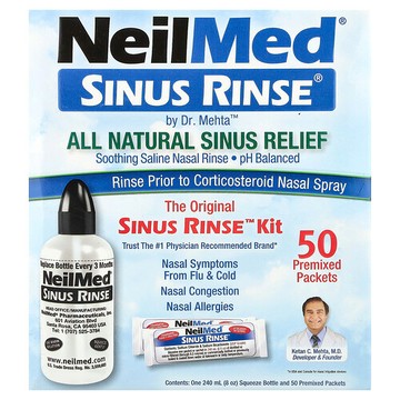 NeilMed, 原始和與眾不同的鼻竇沖洗試劑盒，50個預混合包每包1克