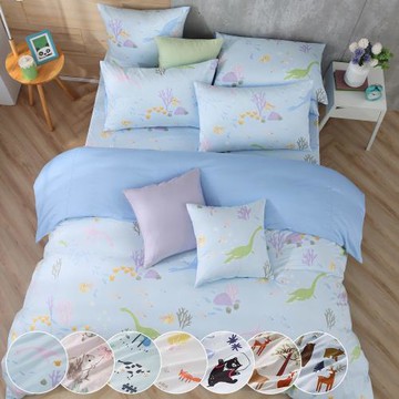 鴻宇 100%美國棉 雙人加大四件式薄被套床包組-多款任選