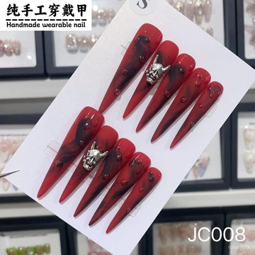 1️⃣直直購😁【純手工穿戴甲超長尖JC-008】歐美跨境外貿假指甲可拆卸美甲細狗長尖穿戴甲 AMHJ