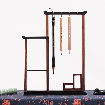 御寶閣七針筆架毛筆掛 新中式現代創意書法用品文房四寶筆掛毛筆架展示架子 徽印置物筆架書房擺件展示架筆擱