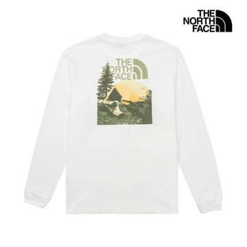 【The North Face 官方旗艦】北面男款白色純棉寬鬆長袖上衣｜8JKSFN4