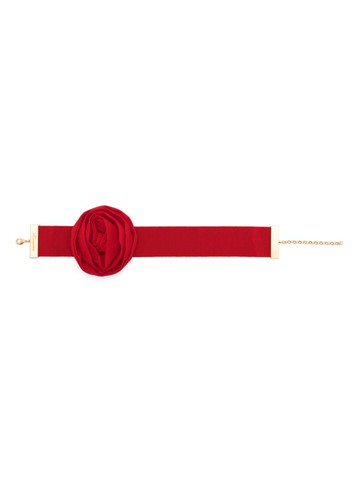 Blumarine - floral-brooch choker necklace - women - Polyester/Cotton/Viscose/Brass/Zamak - One Size - Red
