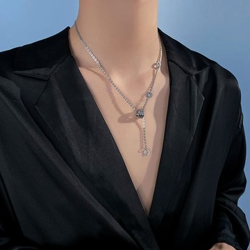 鈦鋼項鍊 嘻哈項鍊 男生項鍊 個性項鍊  鍍銀項鏈男潮高級感痞帥高街小衆設計感男士潮牌百搭吊墜男生配飾