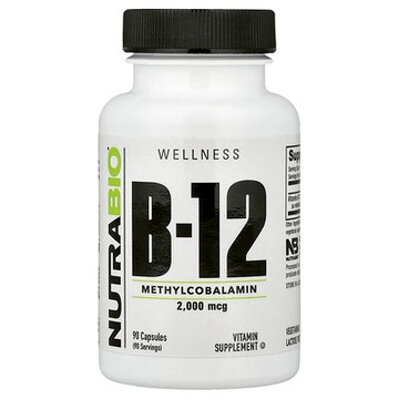 NutraBio, 維生素 B-12，2000 微克，90 粒膠囊
