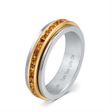 【hertime 時光盒】生日石旋轉永恆戒指(11月黃玉)