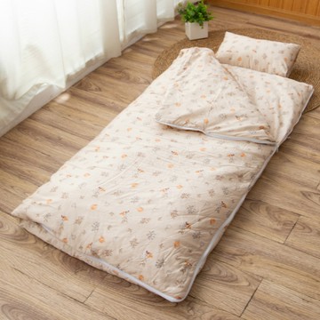 純棉COTTON系列 / 兒童冬夏兩用書包型兒童睡袋 / 南瓜奇遇(咖)