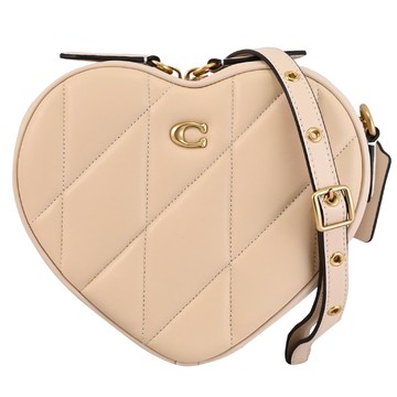 COACH CE725 Heart 質感絎縫心形造型斜背包.象牙白
