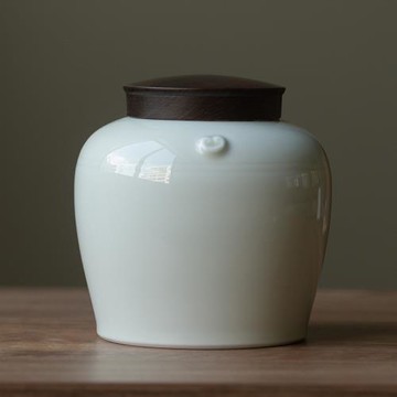 陶瓷茶葉罐存茶罐密封罐大號七碗茶詩黑檀木質蓋茶罐子logo定制