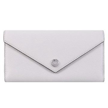 TORY BURCH 內裏壓花荔枝皮革三折扣式長夾(淺灰)