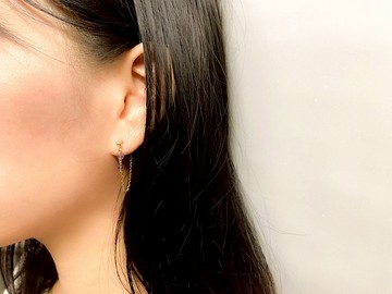 3色入 | 切面紫水晶配鏈條前後雙層長耳環