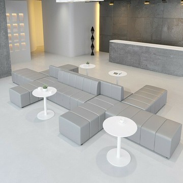 辦公室接待沙發休息區會客培訓機構休閑等候區長沙發卡座靠墻【0113103DD】