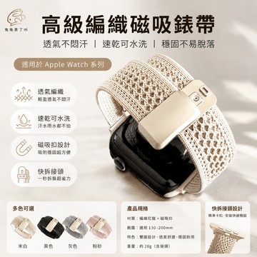 漁網透氣編織 快拆磁吸扣 適用 Apple Watch 11 10 9 8 7 6 5 4 SE3 42mm 46mm