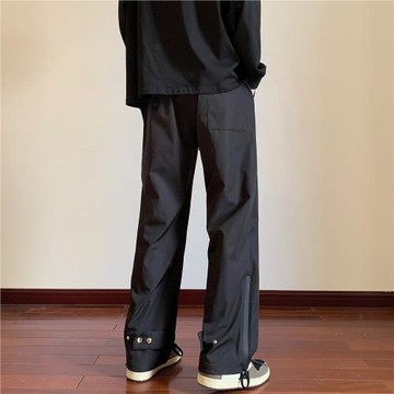 軟殼尼龍褲子男美式高街沖鋒褲防水拉鏈紐扣設計感戶外運動登山褲