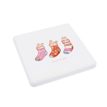 收納王妃 方形小清新硬式珪藻土杯墊 6入  10 x 10 x 0.9cm  晚安兔子  1組