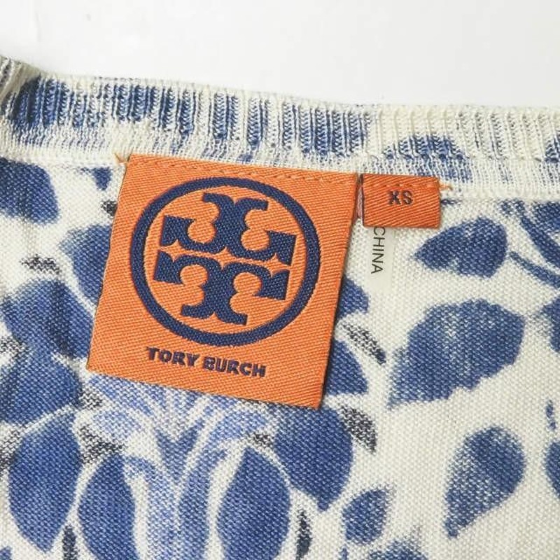 トリーバーチ TORY BURCH フラワーシルクニットカーディガン XS ブルー 長袖 トップス | LINEブランドカタログ