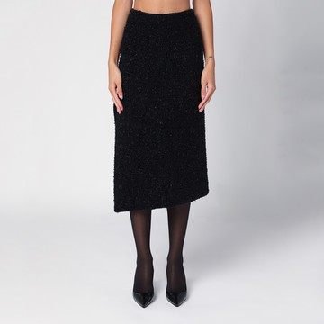 Black tweed midi skirt