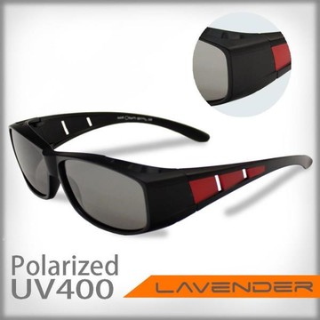 Lavender偏光片套鏡-近視/老花可戴-9408紅黑
