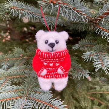 白色北極熊別針針氈北極熊胸針用於女士羊毛動物