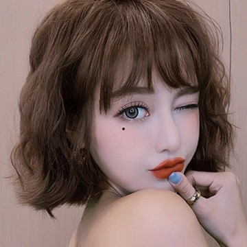 假髮 髮片 假髮女 整頂假髮 羊毛卷 粉色假髮 仿真髮 短髮假髮 短假髮 假髮髮片 152