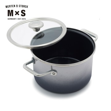 【德國Merten & Storck 】MxS雙耳不鏽鋼琺瑯鍋 20cm漸層灰