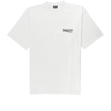 BALENCIAGA Political Campaign 可樂刺繡 T-shirt (白色) 641675 TKVJ1 9084