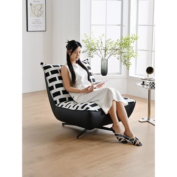 御唐軒意式輕奢單人沙發椅客廳陽臺臥室可旋轉休閑懶人沙發靠背椅