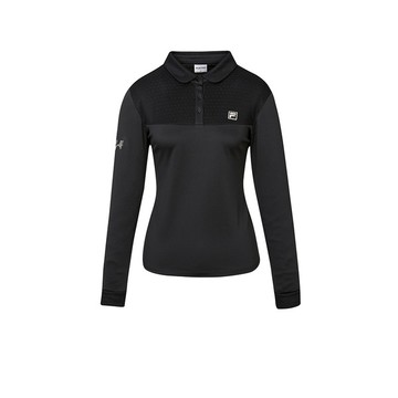 FILA GOLF 女長袖機能透氣POLO衫-黑色 5POZ-6017-BK