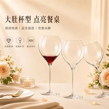 跨境透亮水晶玻璃紅酒杯超薄細桿無極杯高級感葡萄酒杯氣泡香檳杯