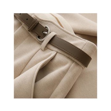 杏色高腰直筒九分煙管褲子女秋冬款外穿2024年新款時尚潮流小個子