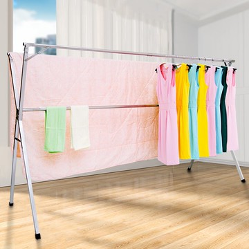 晾衣架落地折疊室內陽臺晾衣桿不銹鋼伸縮曬衣架雙桿式涼衣架曬架