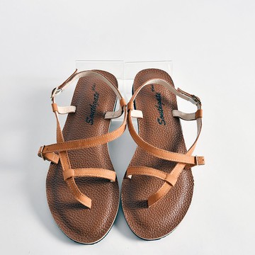 annie棕色/真皮涼鞋