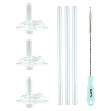 BBTTO 吸管替換組  3個透明吸嘴 + 3個吸管 + 清潔刷  1組