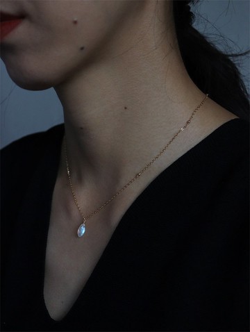 14KGF 月光石 天然石項鍊 一葉扁舟