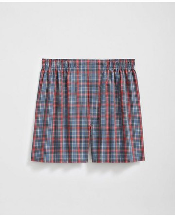 Brooks Brothers Men's Cotton Broadcloth Tartan Boxers | Blue | Size Large