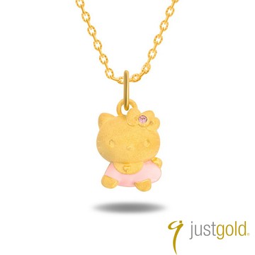 【Just Gold 鎮金店】Kitty 粉紅風潮PinkHolic 純金系列 黃金墜子 - 粉紅Baby