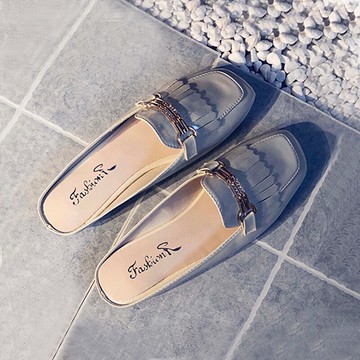 拖鞋外穿休閑女夏平底2021新款流蘇無后跟懶人穆勒半拖鞋包頭涼拖